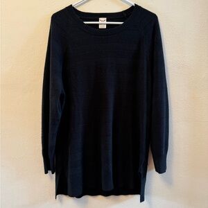 EUC Faded Glory Long Black Crew Neck Knit Sweater 1X (16W)